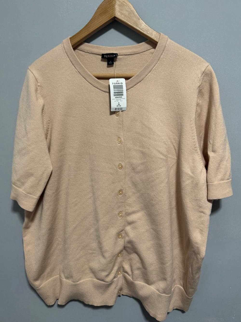 NWT- Torrid Everyday Soft Cardigan, Short Sleeve. Size 3X, Tan
